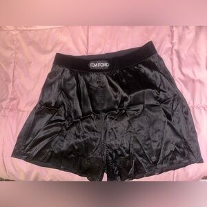 Tom Ford Woman’s Black Velvet Trim Stretch Silk Shorts